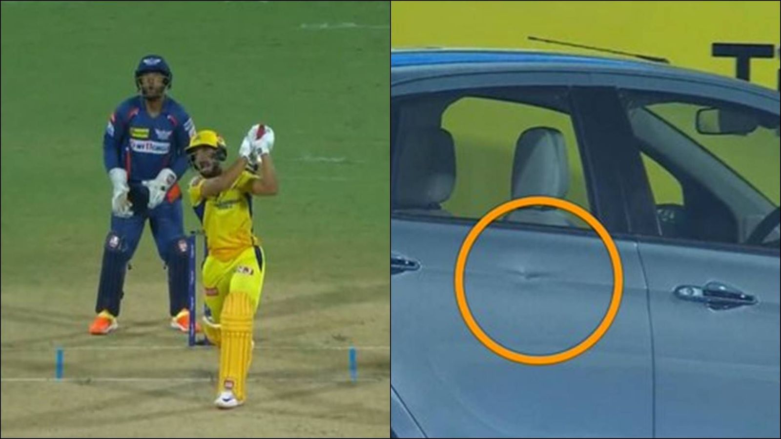 Ruturaj Gaikwad's monstrous six puts a dent in sponsorship car, video goes viral Ruturaj Gaikwad's monstrous six puts a dent in sponsorship car, video goes viral