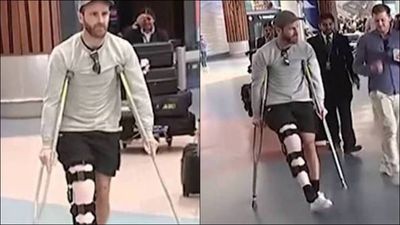 Watch: Kane Williamson reaches New Zealand, walks with help of crutches at airport after getting ruled out of IPL 2023 SportsTak
