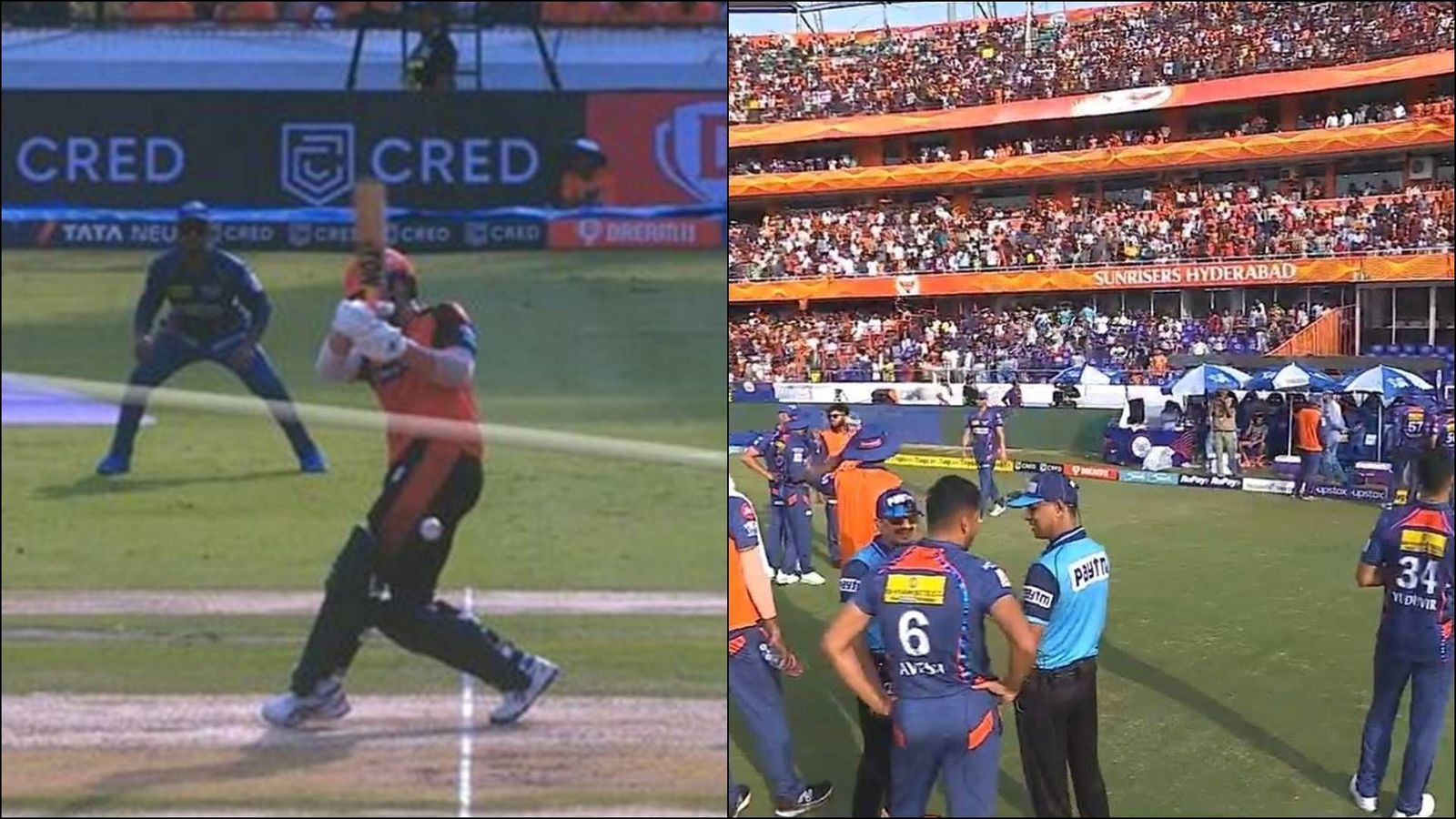 After third umpire's controversial no-ball call, Hyderabad crowd chant 'Kohli-Kohli' and throw nuts and bolts at LSG dugout After third umpire's controversial no-ball call, Hyderabad crowd chant 'Kohli-Kohli' and throw nuts and bolts at LSG dugout