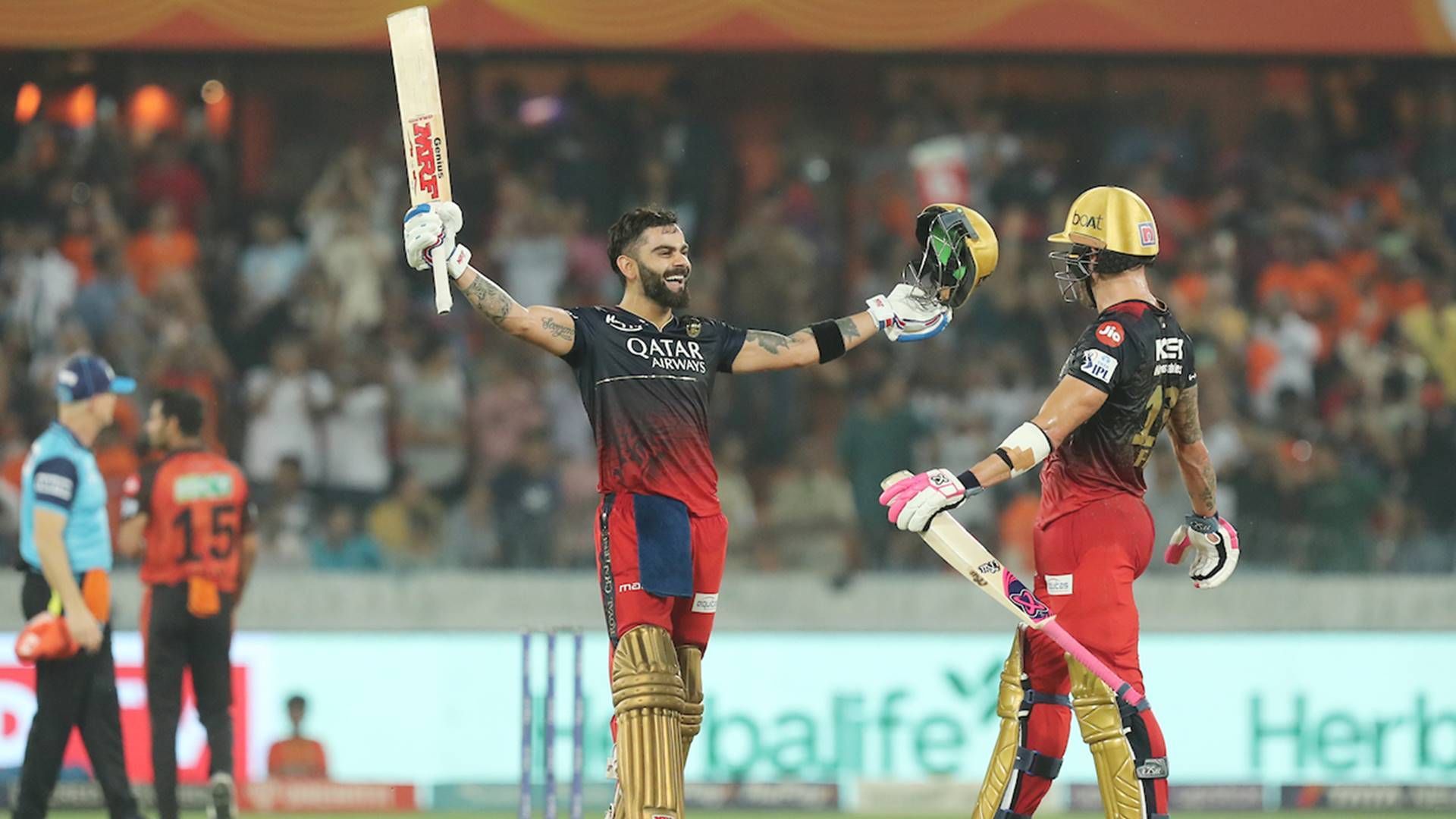 Virat Kohli's record-equalling sixth IPL century outshines Heinrich Klaasen's maiden ton for SRH as RCB win by 8 wickets to boost playoffs hopes SportsTak