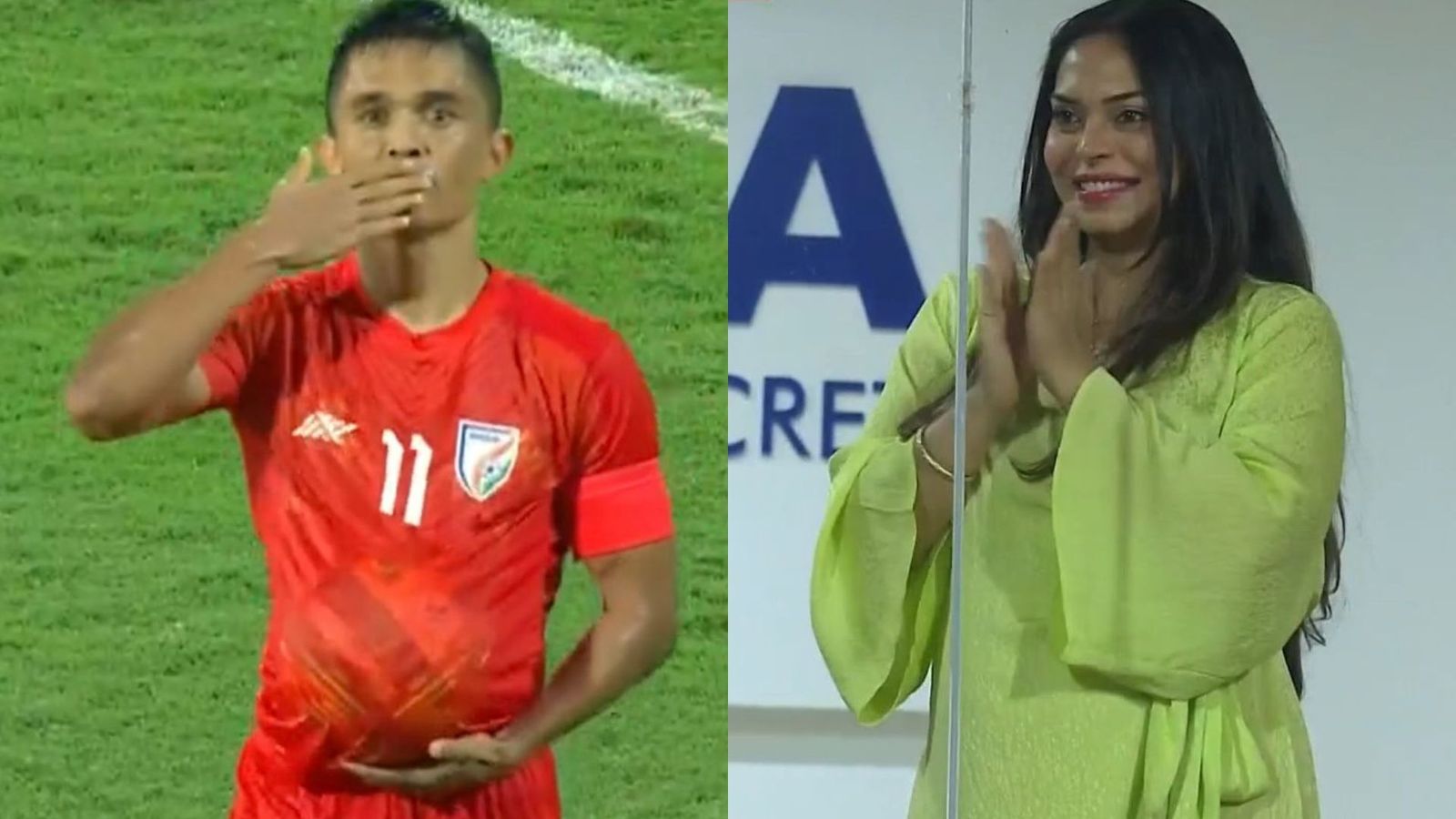Watch: Sunil Chhetri scores winning goal with incredible left-foot strike, announces wife's pregnancy with epic celebration Watch: Sunil Chhetri scores winning goal with incredible left-foot strike, announces wife's pregnancy with epic celebration