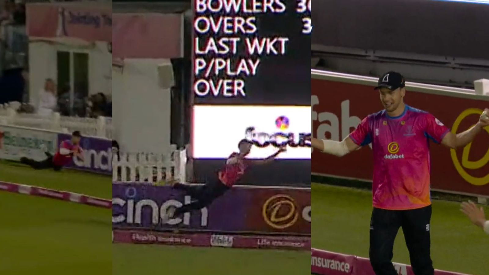 Watch: Sussex debutant pulls off 'best catch of all-time' with one hand on boundary to dismiss former Punjab Kings all-rounder Watch: Sussex debutant pulls off 'best catch of all-time' with one hand on boundary to dismiss former Punjab Kings all-rounder