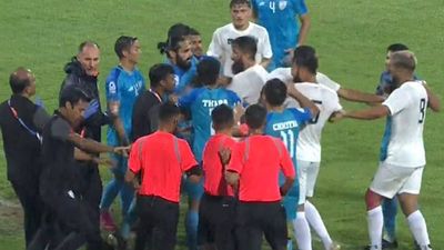 Watch: India-Pakistan players engage in fiery brawl after coach Igor Stimac gets red card for interrupting throw-in SportsTak