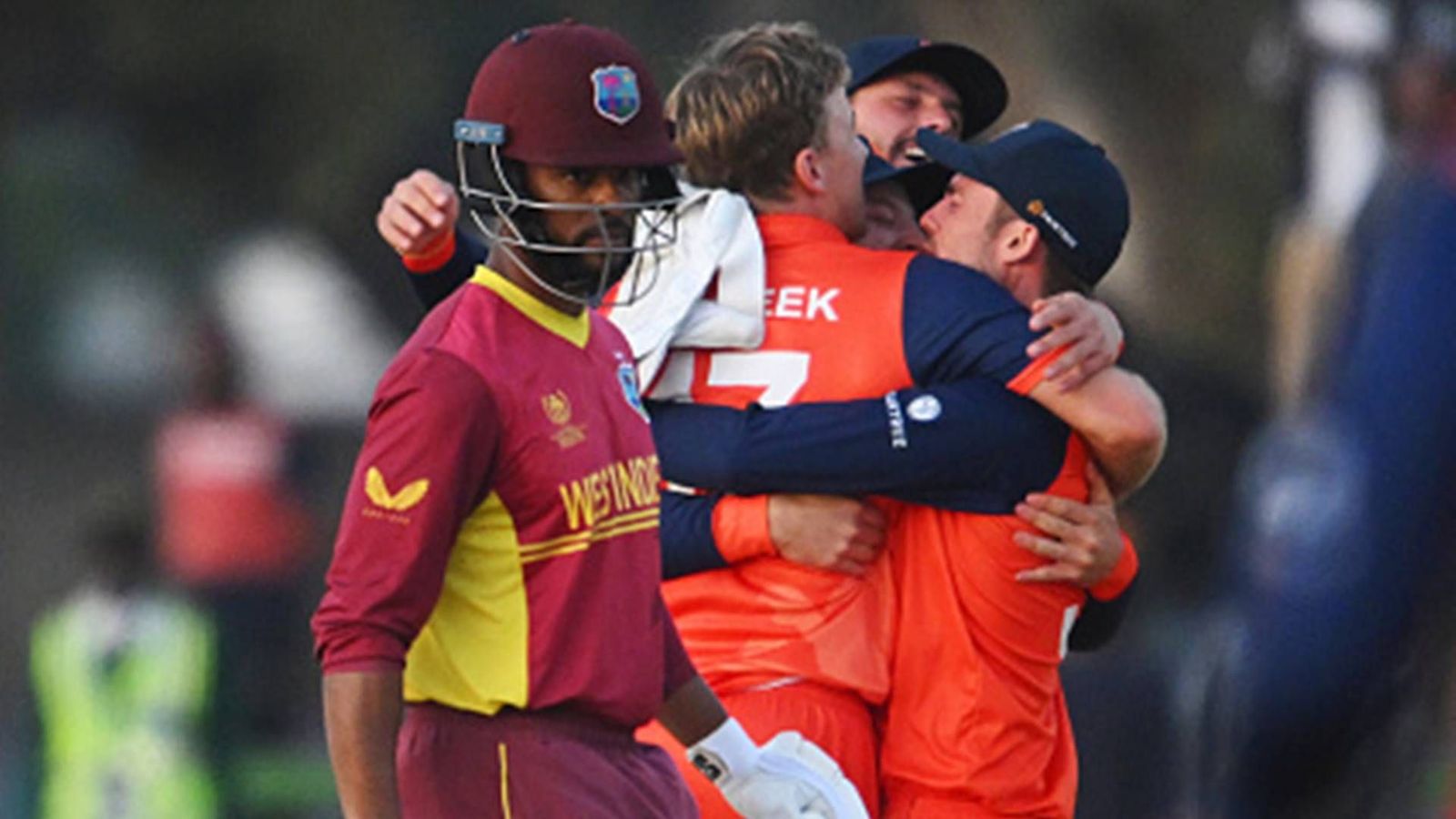 West Indies vs Netherlands game ends in record-breaking tie, Logan smashes 30 runs in super over as Dutch upset Caribbean by 22 runs in WC Qualifiers West Indies vs Netherlands game ends in record-breaking tie, Logan smashes 30 runs in super over as Dutch upset Caribbean by 22 runs in WC Qualifiers