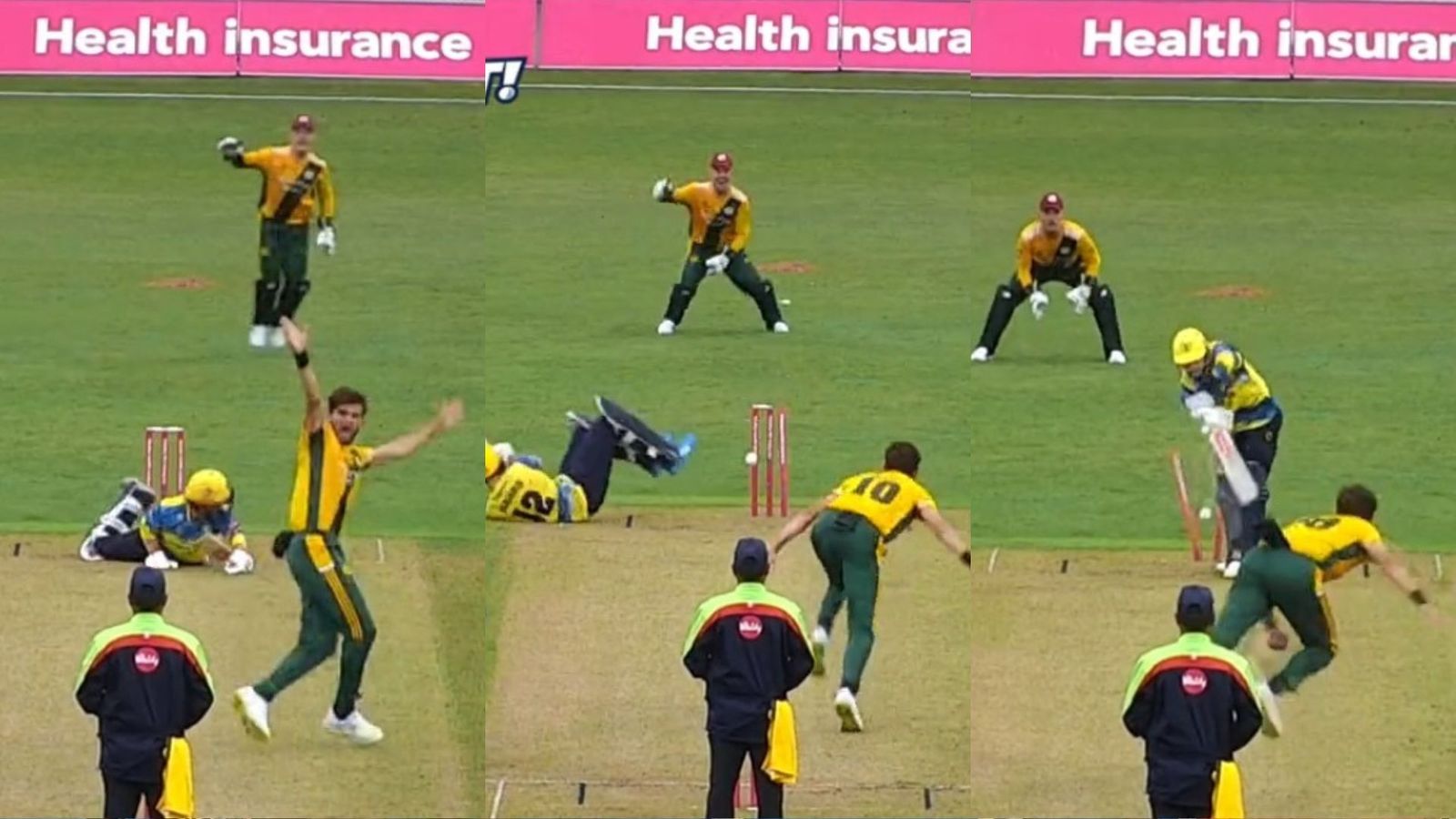 Watch: Shaheen Afridi bags four wickets in sensational first over, puts two batters on the ground with stunning deliveries Watch: Shaheen Afridi bags four wickets in sensational first over, puts two batters on the ground with stunning deliveries