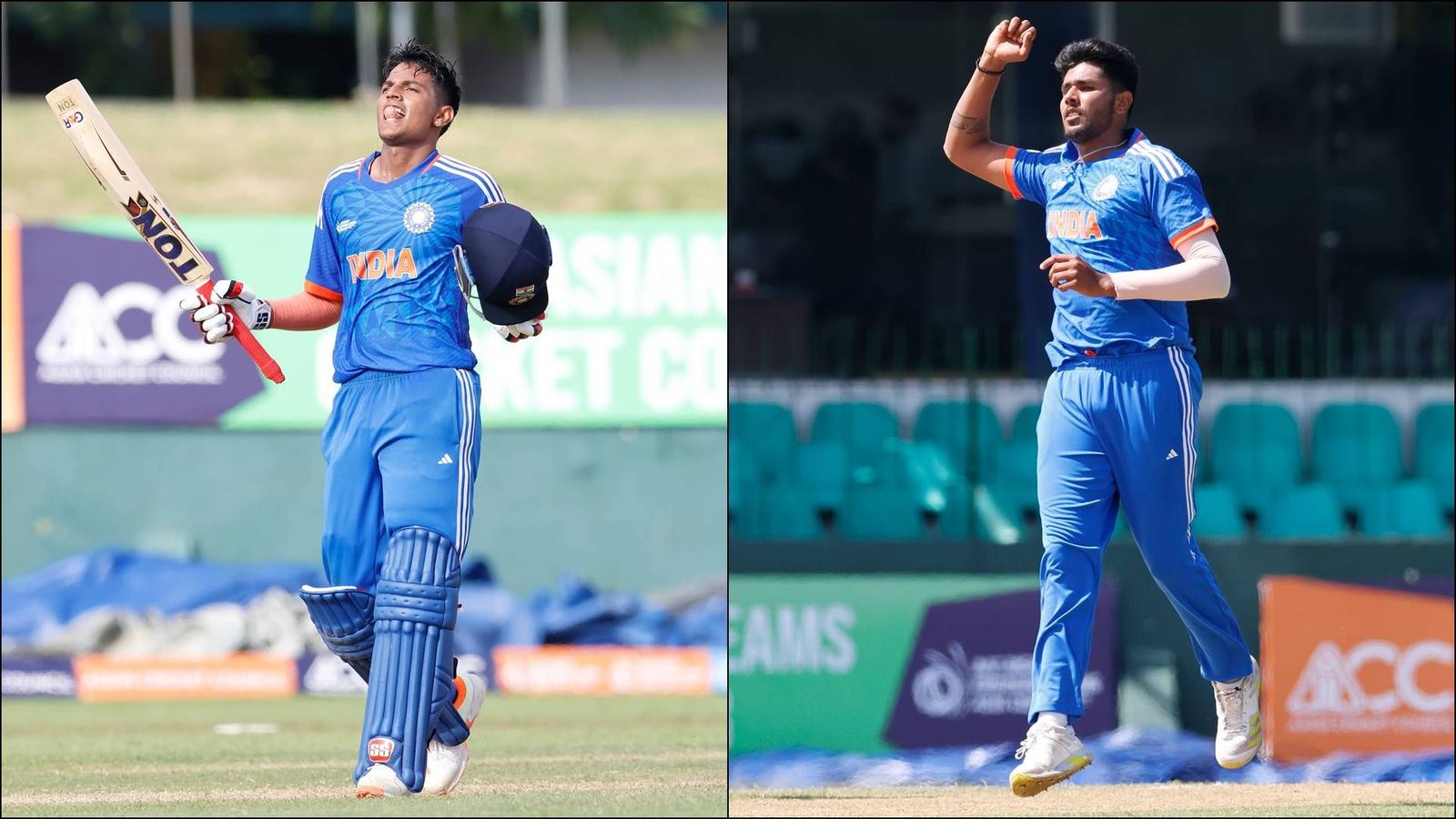 Emerging Asia Cup 2023: Harshit Rana's four-fer and Yash Dhull's ton leads India A to comfortable 8-wicket win over UAE A Emerging Asia Cup 2023: Harshit Rana's four-fer and Yash Dhull's ton leads India A to comfortable 8-wicket win over UAE A