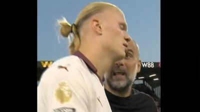 Watch: Pep Guardiola engages in heated exchange with Haaland despite Man City's triumph, pushes broadcast camera in anger SportsTak