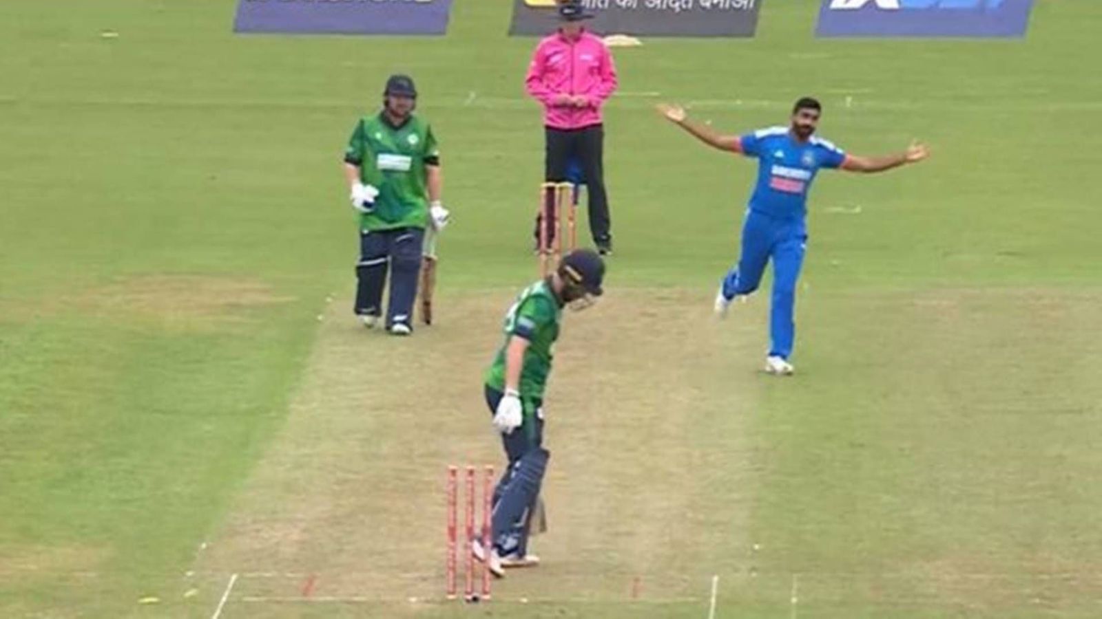 Watch: Returning to international cricket after 327 days, Jasprit Bumrah strikes twice in 1st over to torment Irish Watch: Returning to international cricket after 327 days, Jasprit Bumrah strikes twice in 1st over to torment Irish