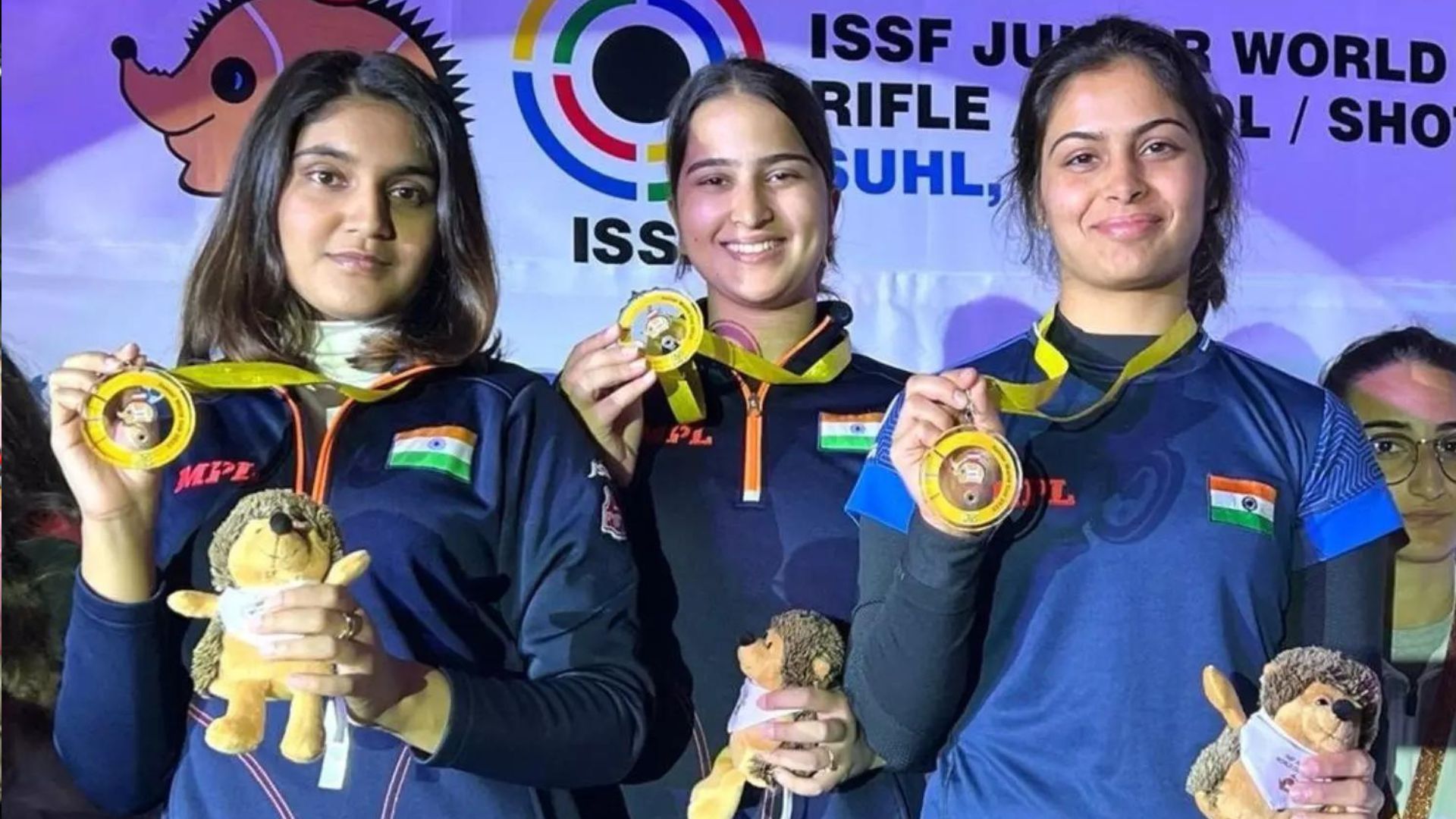 ISSF World Championships: Manu Bhaker, Rhythm, Esha clinch another gold for India in women's 25m pistol team event ISSF World Championships: Manu Bhaker, Rhythm, Esha clinch another gold for India in women's 25m pistol team event