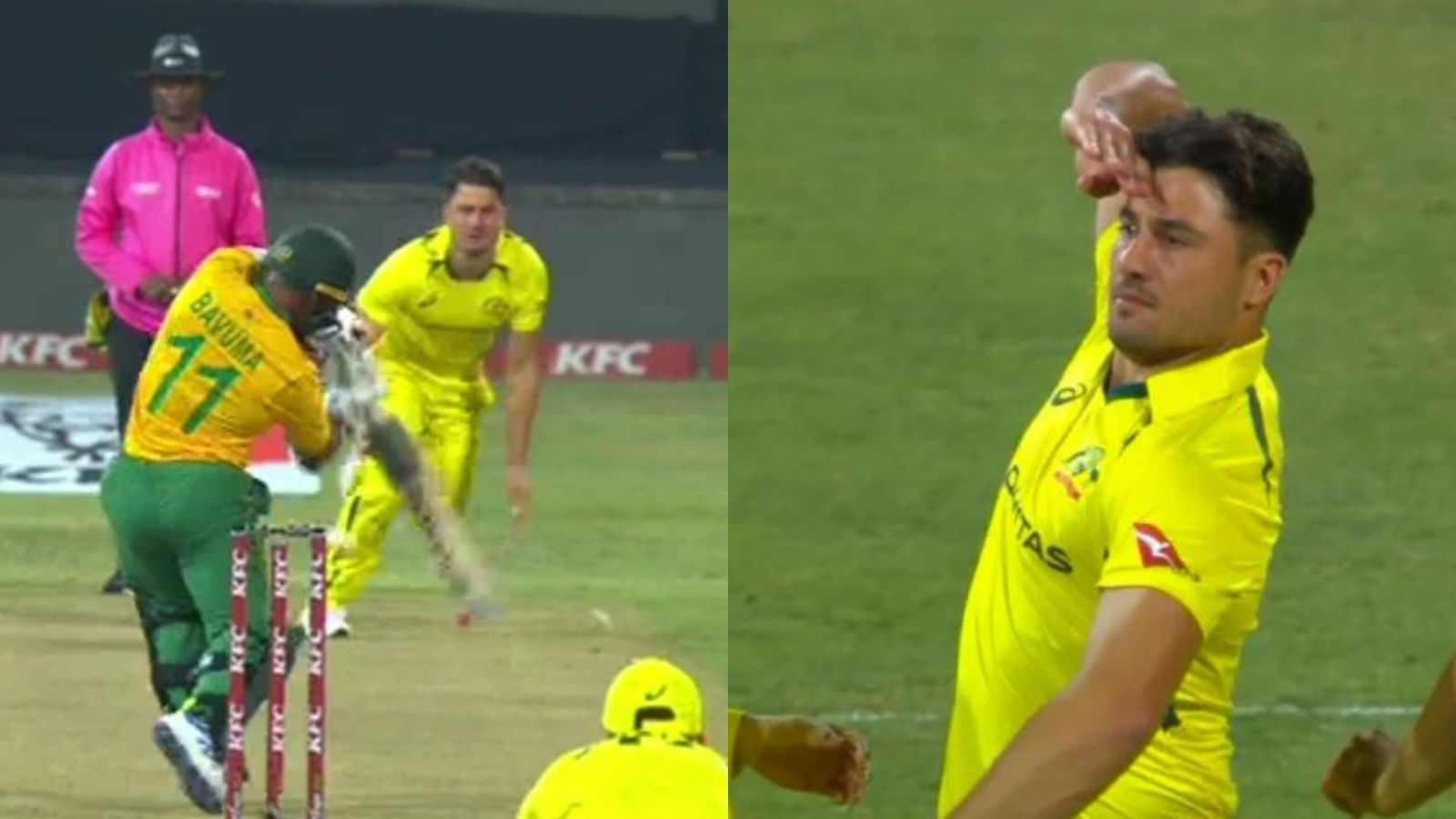 Watch: Drama unfolds in Durban after Marcus Stoinis gives salute send-off to Temba Bavuma, delivers direct message to Lizaad Williams Watch: Drama unfolds in Durban after Marcus Stoinis gives salute send-off to Temba Bavuma, delivers direct message to Lizaad Williams
