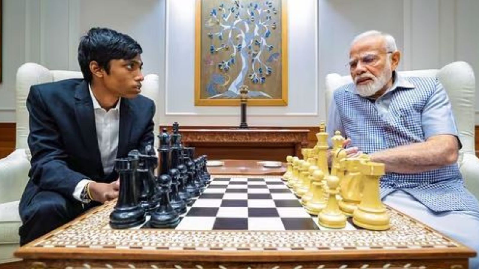 Chess prodigy R Praggnanandhaa meets Prime Minister Narendra Modi after remarkable World Cup performance Chess prodigy R Praggnanandhaa meets Prime Minister Narendra Modi after remarkable World Cup performance