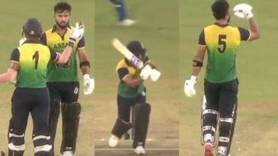 WATCH: Riyan Parag brings up match-winning century with a cheeky six, later celebrates in style SportsTak
