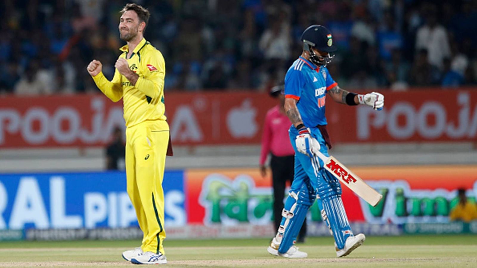 Maxwell's unlikely four-fer wrecks India's run chase, Australia go into World Cup with convincing 66-run win over Rohit’s men Maxwell's unlikely four-fer wrecks India's run chase, Australia go into World Cup with convincing 66-run win over Rohit’s men