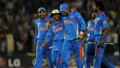 'Stop watching television, stop reading papers, use headphones in airports': Yuvraj reveals Sachin's key advice during 2011 World Cup The Indian team celebrate victory over Pakistan during the 2011 ICC World Cup second Semi-Final between India and Pakistan at Punjab Cricket Association (PCA) Stadium on March 30, 2011 in Mohali, India.