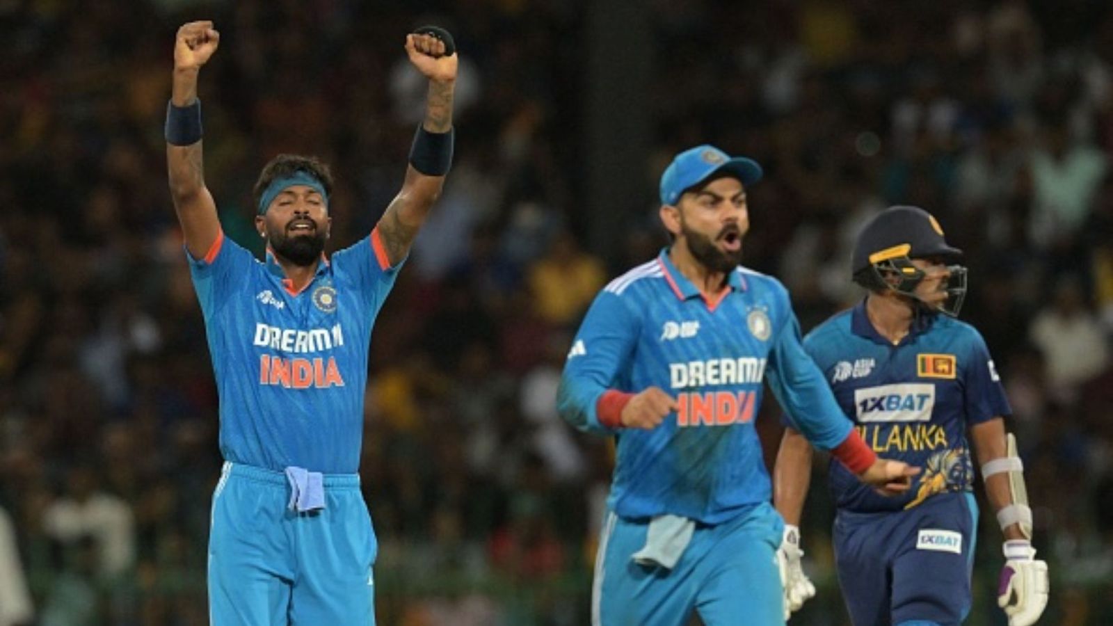Inauspicious start to ODI World Cup 2023 for Hardik Pandya after he is victim of major goof-up after Team India hotel in Guwahati India's Hardik Pandya (L) celebrates after taking the wicket of Sri Lanka's Maheesh Theekshana (R) during the Asia Cup 2023 Super Four one-day international (ODI) cricket match between India and Sri Lanka at the R. Premadasa Stadium in Colombo.