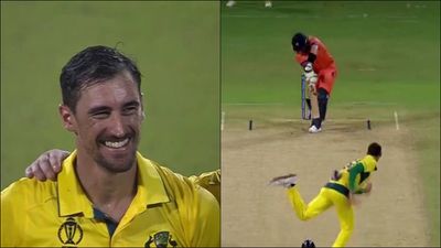 Watch: Mitchell Starc sounds alarm bells for India, takes hat-trick against Netherlands in warm-up game Mitchell Starc celebrates the hat-trick (Screengrab: Hotstar)