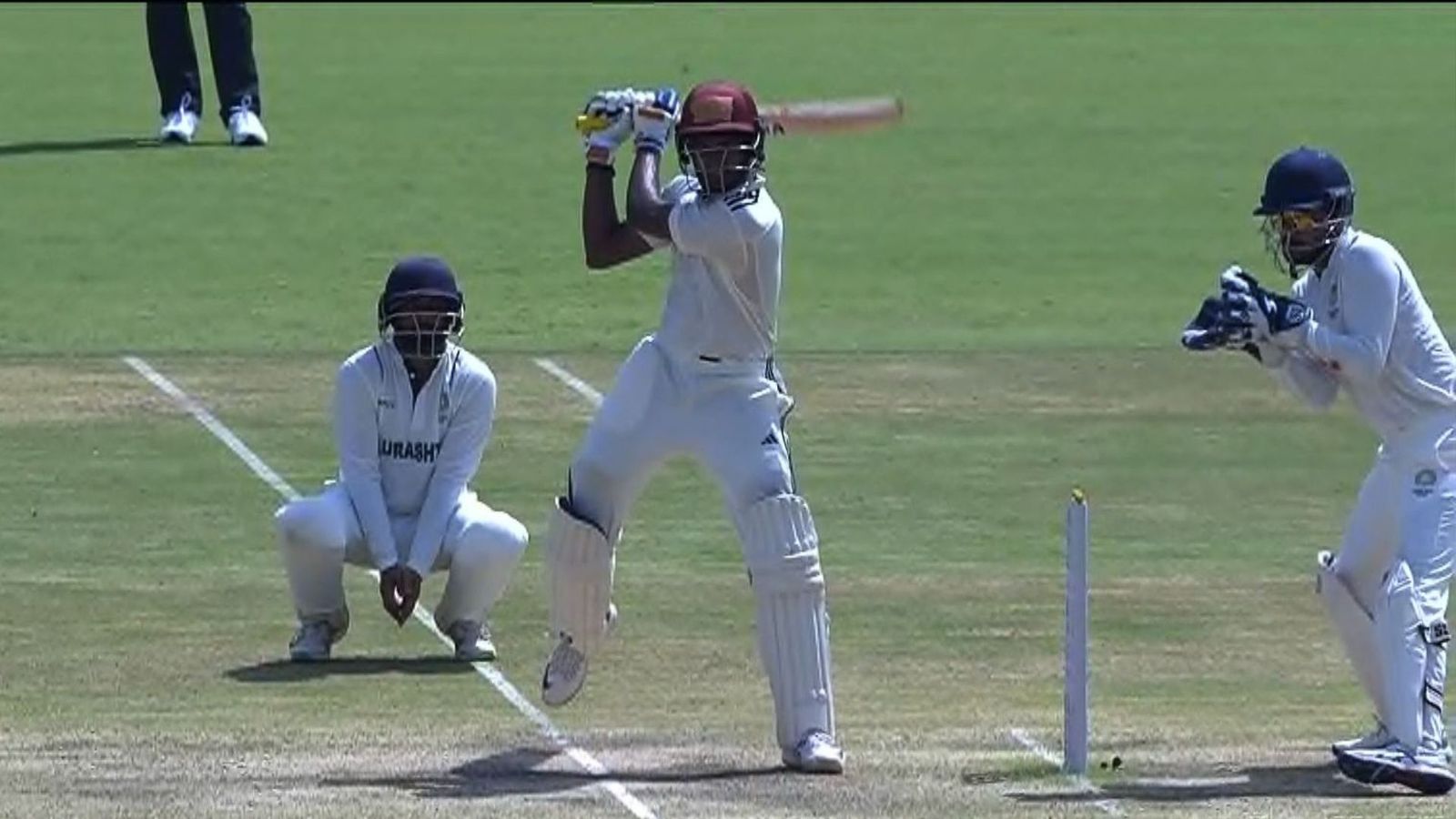 Irani Trophy 2023: Sai Sudharsan's half-century knock steers Rest of India to 298/8 against Saurashtra on Day 1 Sai Sudharsan plays a shot during day 1 of Irani Trophy 2023. (PC: BCCI/X)