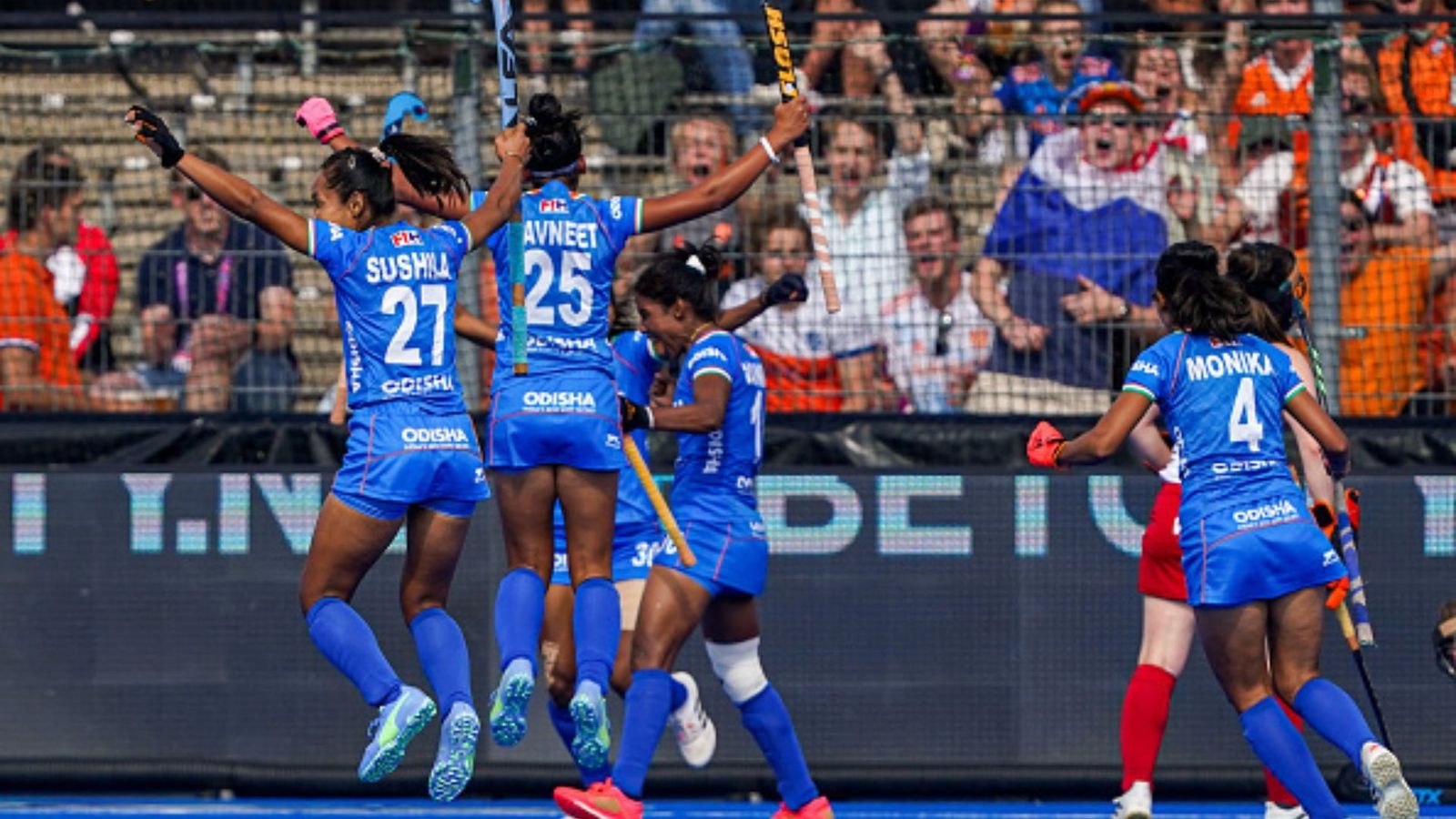 Asian Games 2023: Indian women's hockey team thrashes Hong Kong 13-0, marches into semi-finals Vandana Katariya of India celebrating scoring her first goal during the FIH Hockey Women's World Cup 2022 match between England and India at the Wagener Hockey Stadium on July 3, 2022 in Amstelveen, Netherlands.