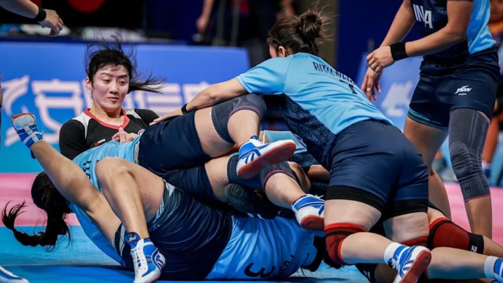 Asian Games 2023: Pooja Hathwala's super show helps India women's kabaddi team bulldoze South Korea India's Women's Kabaddi Team players in action during their Asian Games match against South Korea on Tuesday, October 3.