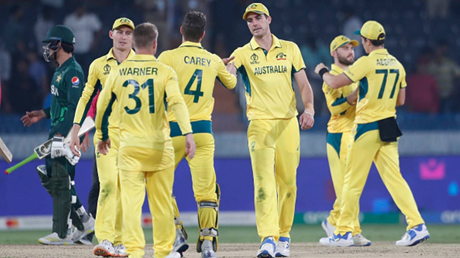 Pakistan refuse warm-up win served on platter, lose to Australia by 14 runs despite Pat Cummins' casual approach Australian players celebrate the win against Pakistan (Getty Images)