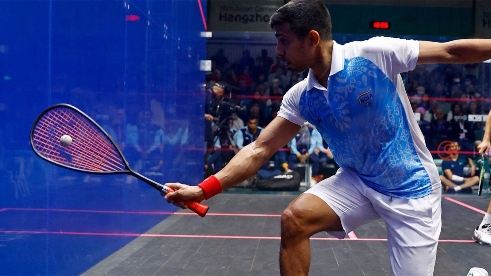 Asian Games 2023: Saurav Ghosal shines in men's squash singles event, assured of gold or silver after victory in semifinal Indian squash star Saurav Ghosal.