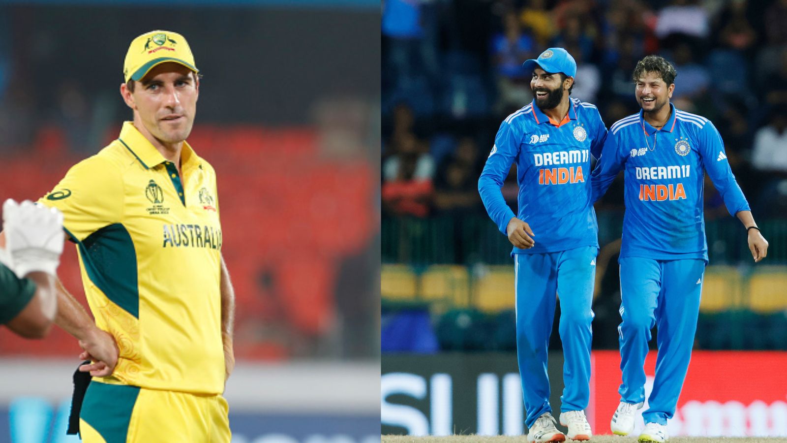 ODI World Cup: Pat Cummins reveals plan to tackle Indian spinners ahead of riveting India vs Australia clash Australia skipper Pat Cummins (left) and India's star spin duo Ravindra Jadeja (centre) and Kuldeep Yadav in this frame.