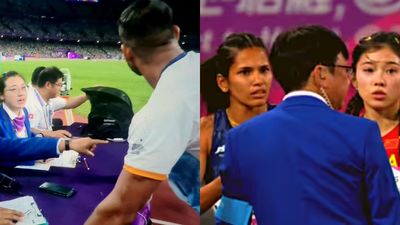 Controversy surrounds technical glitches in javelin event: AFI's Anju Bobby George points finger at Chinese officials India athletes arguing with officials at the 2023 Asian Games.