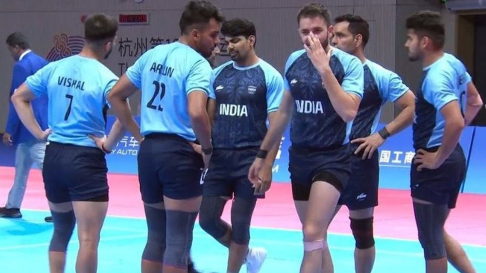 Asian Games 2023: Indian men's Kabaddi Team trounce Japan to set up semifinal showdown against Pakistan Indian men's kabaddi team players in this frame.