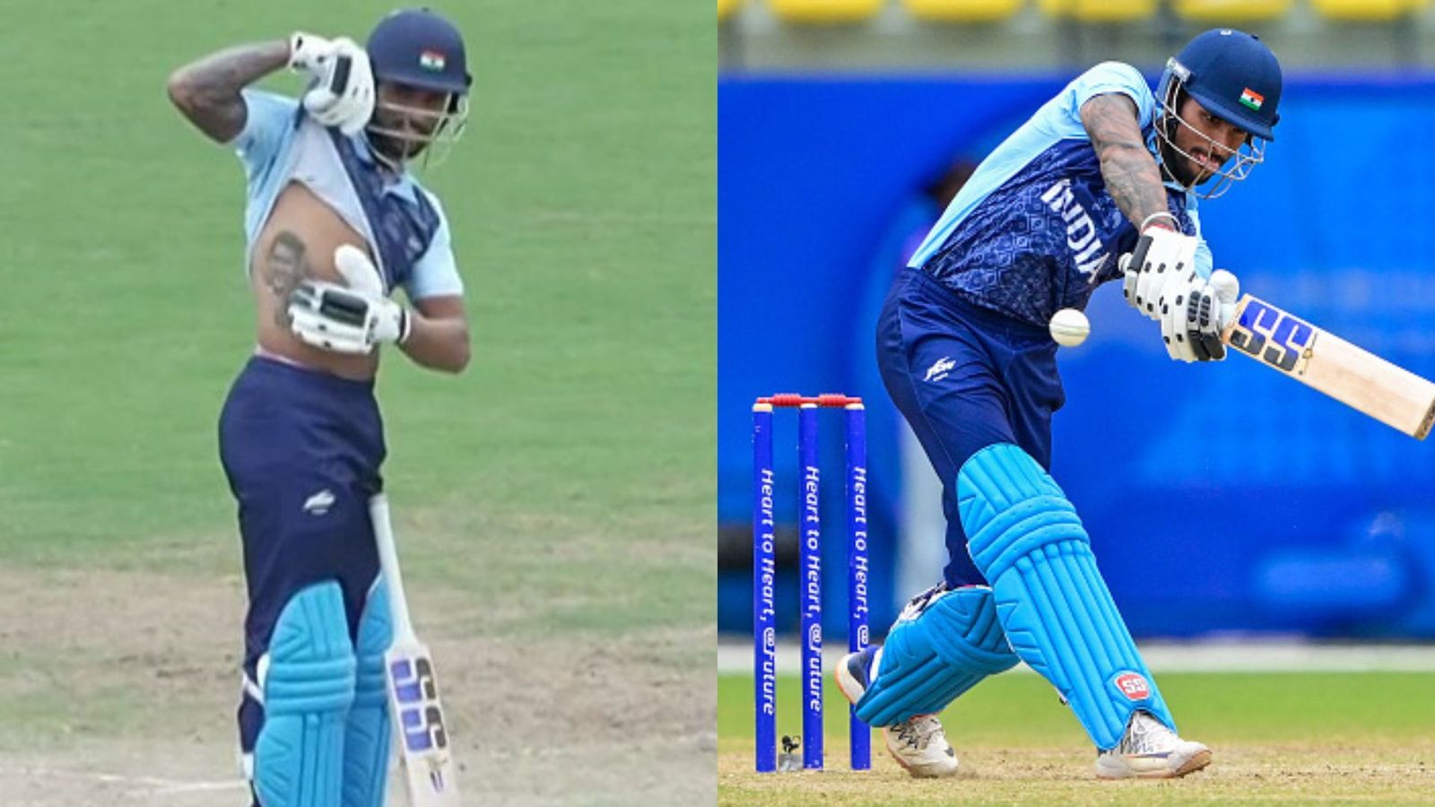 Watch: Tilak Varma lifts jersey and flaunts tattoo after scoring half-century, dedicates celebration to his mother and best friend 'Sammy' Watch: Tilak Varma lifts jersey and flaunts tattoo after scoring half-century, dedicates celebration to his mother and best friend 'Sammy'