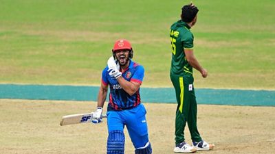 No IND vs PAK in Asian Games, Afghanistan shock Pakistan to set up gold medal clash against India Afghanistan's Gulbadin Naib celebrates after Afghanistan won by 4 wickets during the 2022 Asian Games men's second semi-final cricket match between Pakistan and Afghanistan in Hangzhou in China's eastern Zhejiang province on October 6, 2023.