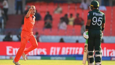Netherlands all-rounder Bas de Leede creates colossal ODI record with half-century and four-fer against Pakistan Bas de Leede celebrates after taking Iftikhar Ahmed's wicket (Getty Images)