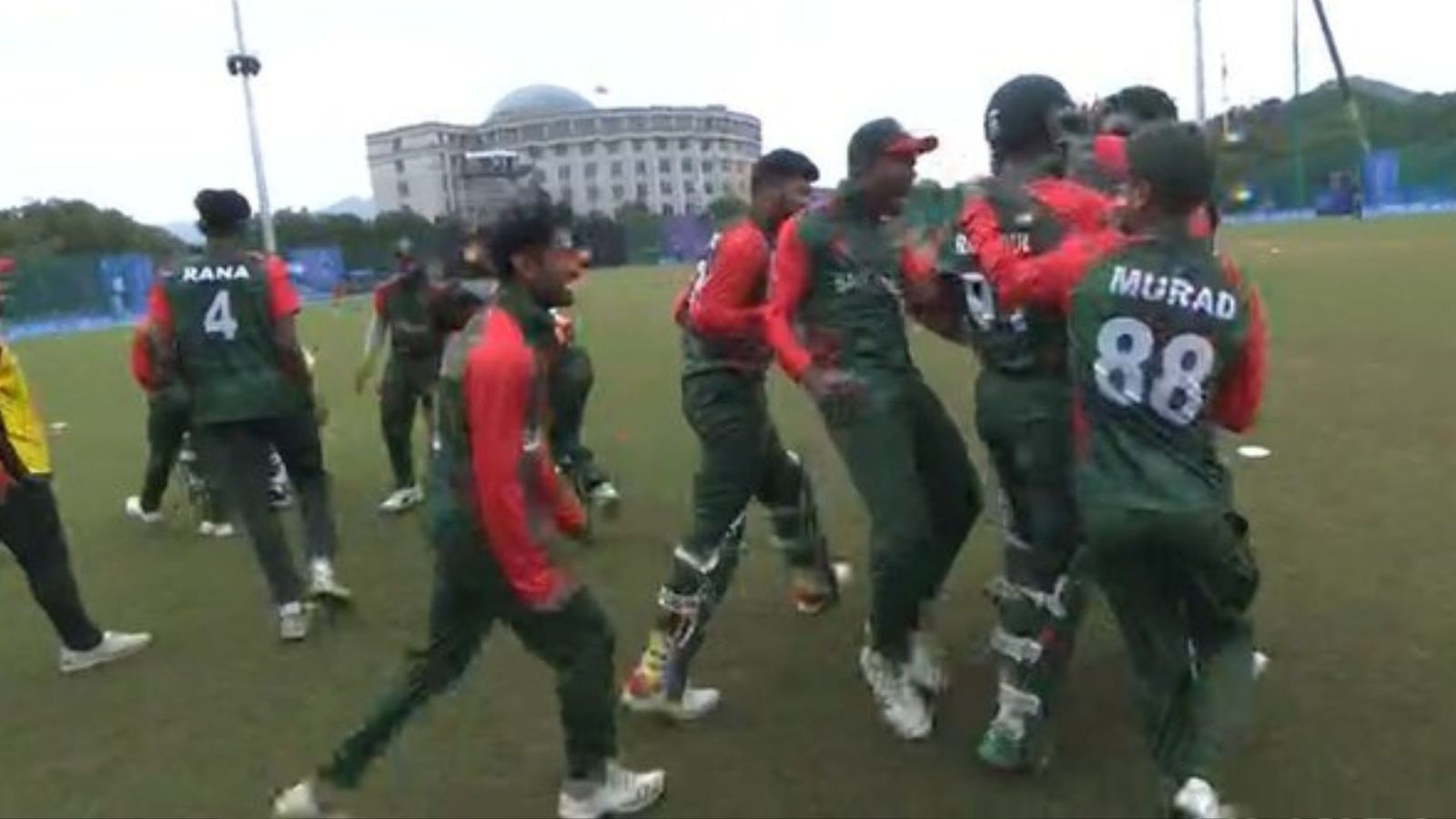 Asian Games 2023: Bangladesh men's cricket team clinches Bronze after thrilling last-ball win over Pakistan Bangladesh players celebrate after winning bronze medal match against Pakistan.