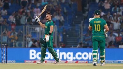 South Africa post highest-ever total in the 48-year-old history of ODI World Cup Aiden Markram celebrates his century against Sri Lanka (Getty Images)