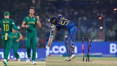 WATCH: Marco Jansen hoodwinks Kusal Perera with an absolute ripper during SL vs SA ODI World Cup clash South Africa's Marco Jansen (left) celebrates after taking the wicket of Sri Lanka's Kusal Perera during the ODI World Cup at Arun Jaitley Stadium on October 7, 2023 in Delhi, India.