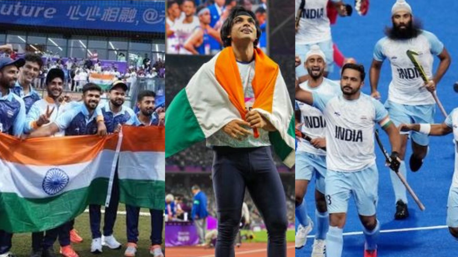 Asian Games 2023: Full list of India's record-busting medal tally in continental multisport India's men's cricket team (left), Neeraj Chopra (centre) and India's men's hockey team in this frame.