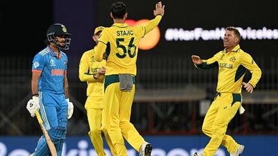 Mitchell Starc breaks Lasith Malinga's record, becomes fastest to 50 wickets in ODI World Cup Mitchell Starc celebrates Ishan Kishan's wicket (Getty Images)