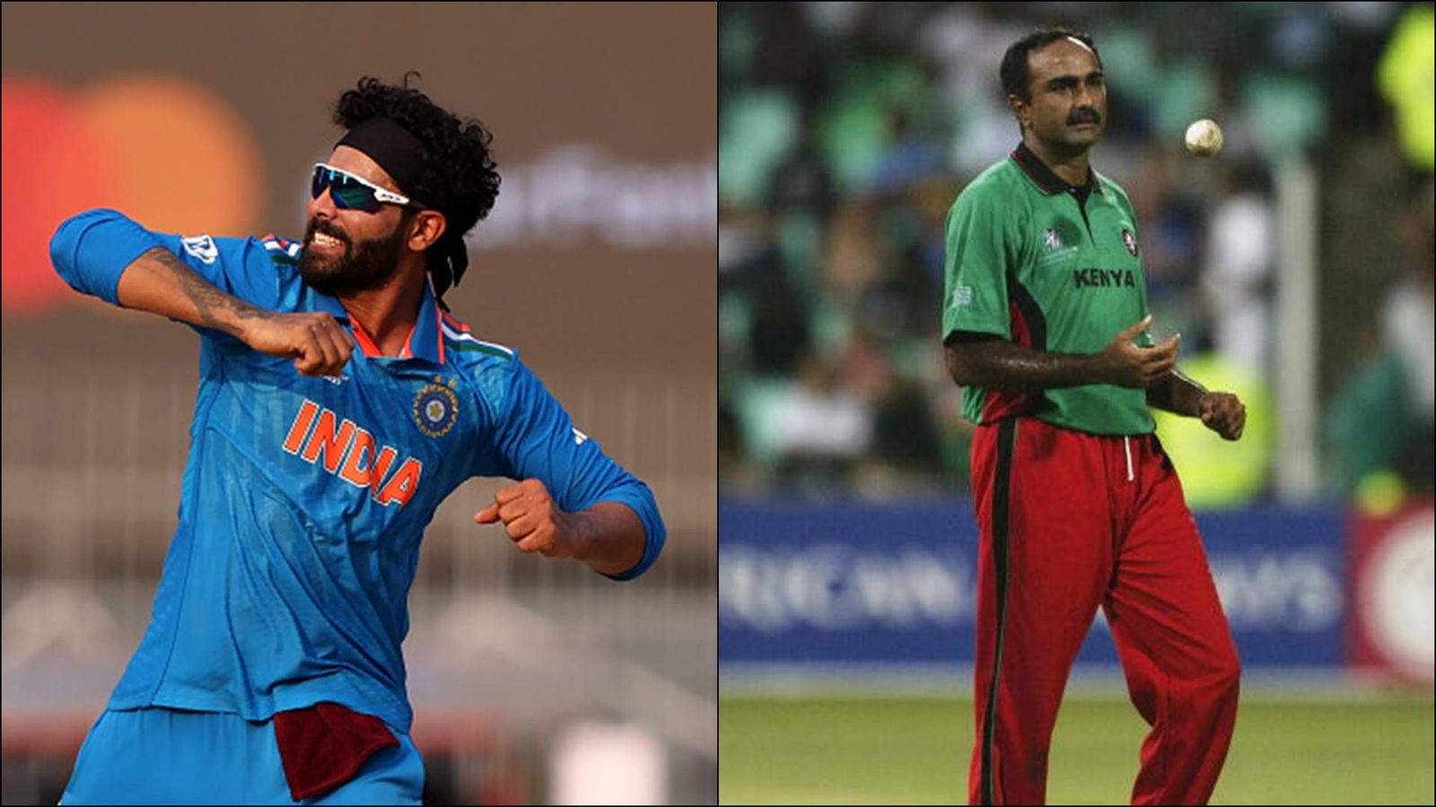 Ravindra Jadeja becomes first left-arm spinner since Kenya's Aasif Karim to take three-fer against Australia in World Cup Ravindra Jadeja (left) and Aasif Karim (right) (Getty Images)