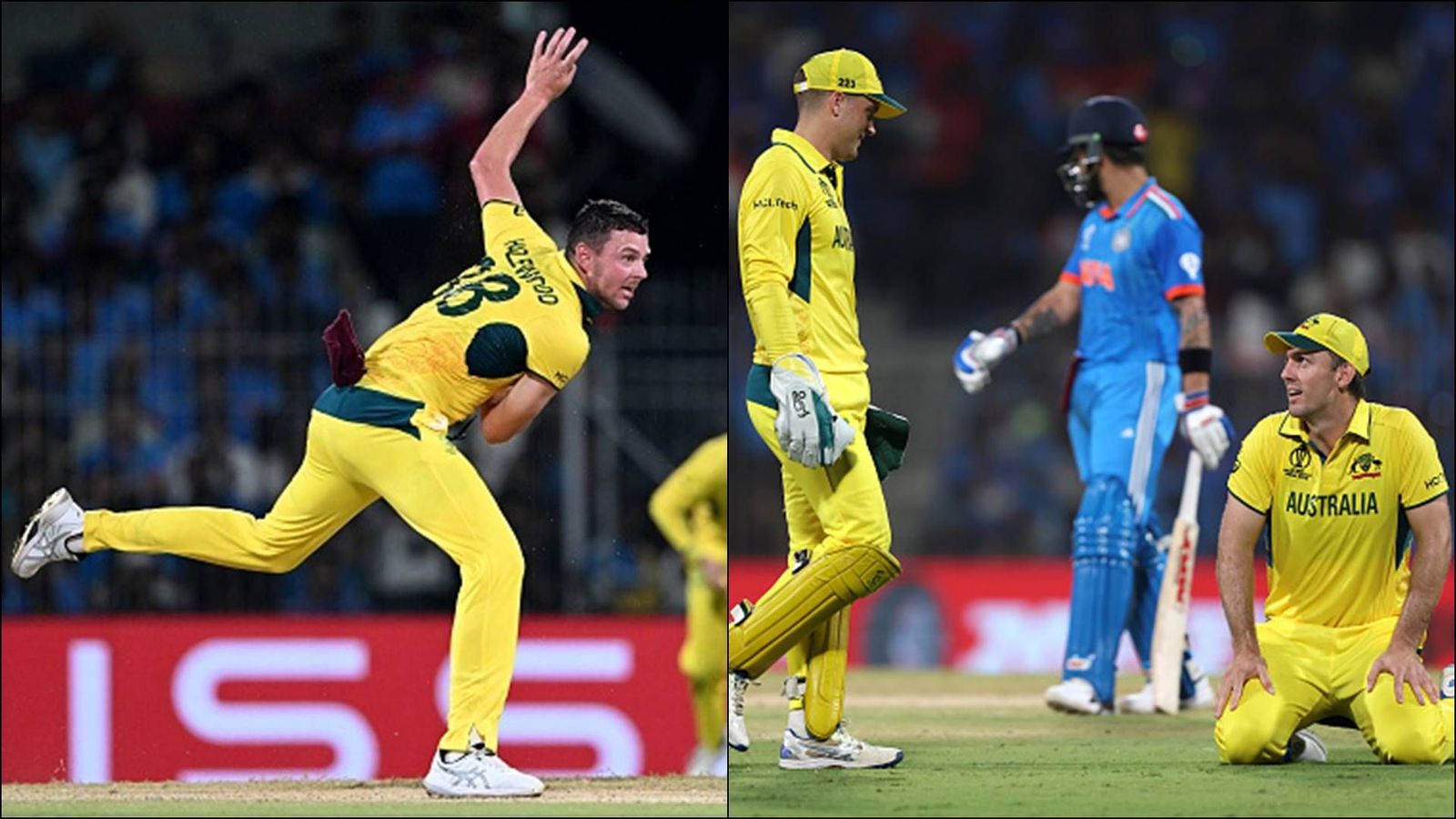 Josh Hazlewood defends Mitchell Marsh for Virat Kohli's drop, feels Alex Carey getting close might have put him off Mitchell Marsh reacts after dropping Virat Kohli's catch (Getty Images)