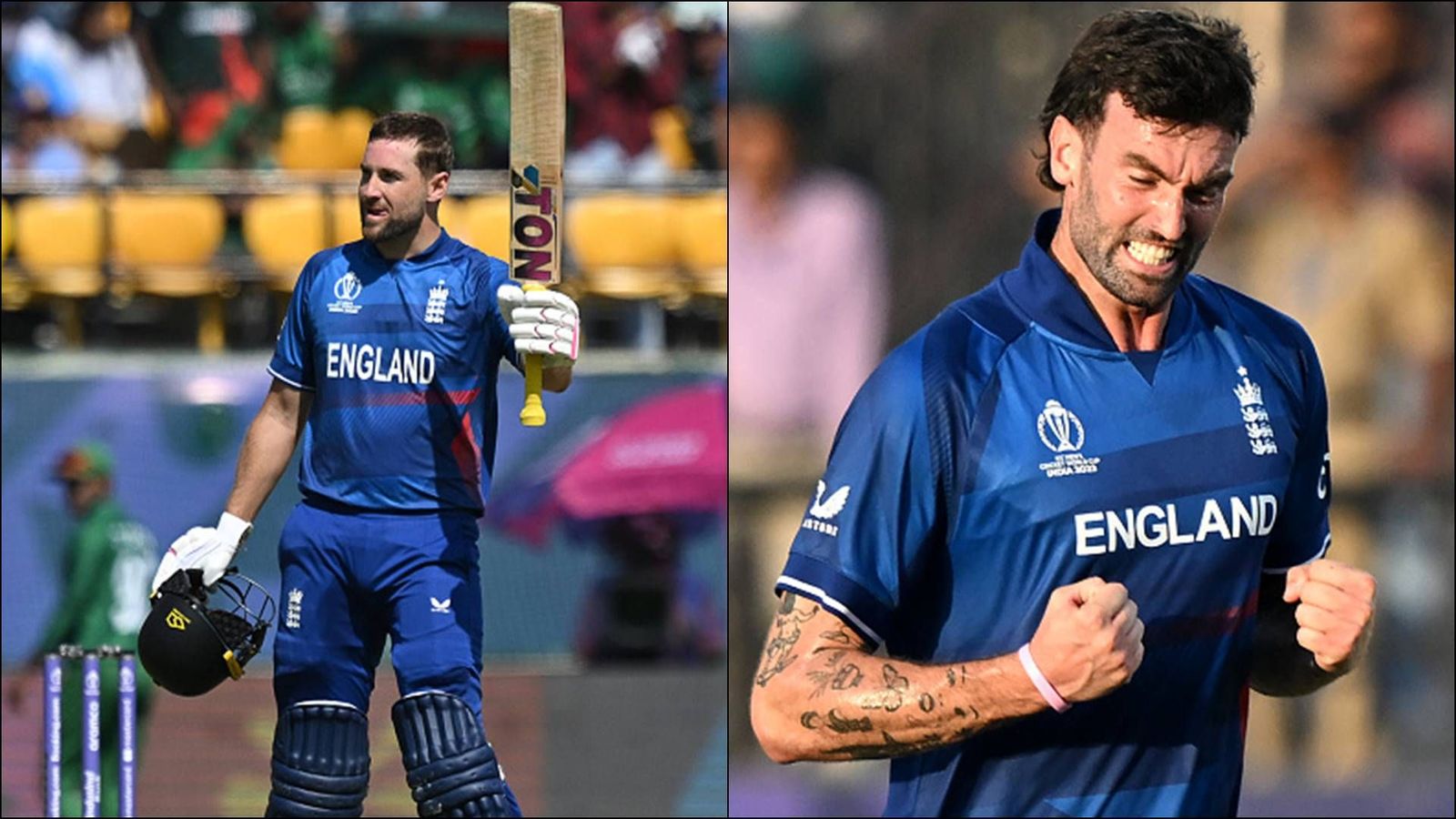Dawid Malan's 140, Reece Topley's mayhem new-ball spell helps England bulldoze Bangladesh with massive 137-run win Dawid Malan and Reece Topley (Getty Images)