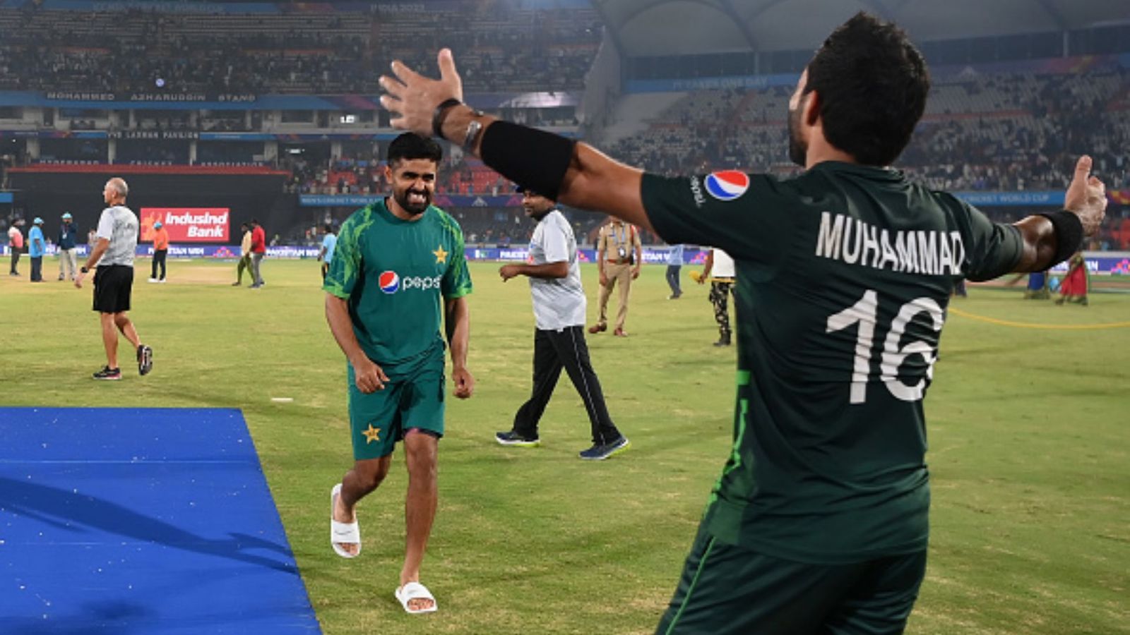 Mohammad Rizwan fires huge warning to Team India ahead of blockbuster World Cup contest in Ahmedabad, says 'we now have momentum' Mohammad Rizwan and Babar Azam of Pakistan celebrate following the ICC Men's Cricket World Cup India 2023 between Pakistan and Sri Lanka at Rajiv Gandhi International Stadium on October 10, 2023 in Hyderabad, India.