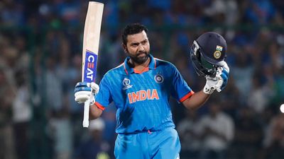 Rohit Sharma breaks Sachin Tendulkar and Kapil Dev's record with fastest century for India in World Cup Rohit Sharma celebrates his century against Afghanistan (Getty Images)