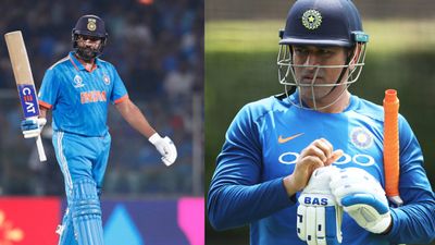 'MS Dhoni would never say he made Rohit Sharma's career': India's World Cup winner Sreesanth after Hitman's record century India skipper Rohit Sharma (left) and former India captain MS Dhoni in this frame.