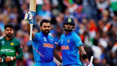 IND vs PAK: When Rohit Sharma's belligerent knock in 2019 World Cup left Hasan Ali, Pakistan devastated, know how the drama unfolded Rohit Sharma celebrates his blistering century against Pakistan during the 2019 World Cup in this file photo.