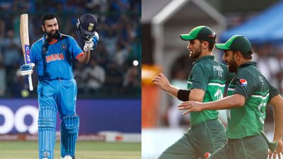 'Pakistan bowlers bachenge kaise Rohit Sharma se?': Wasim Akram, Misbah fire stern warning to Babar's bowlers India skipper Rohit Sharma (left) and Pakistan's star bowlers Shaheen Afridi and Haris Rauf in this frame.
