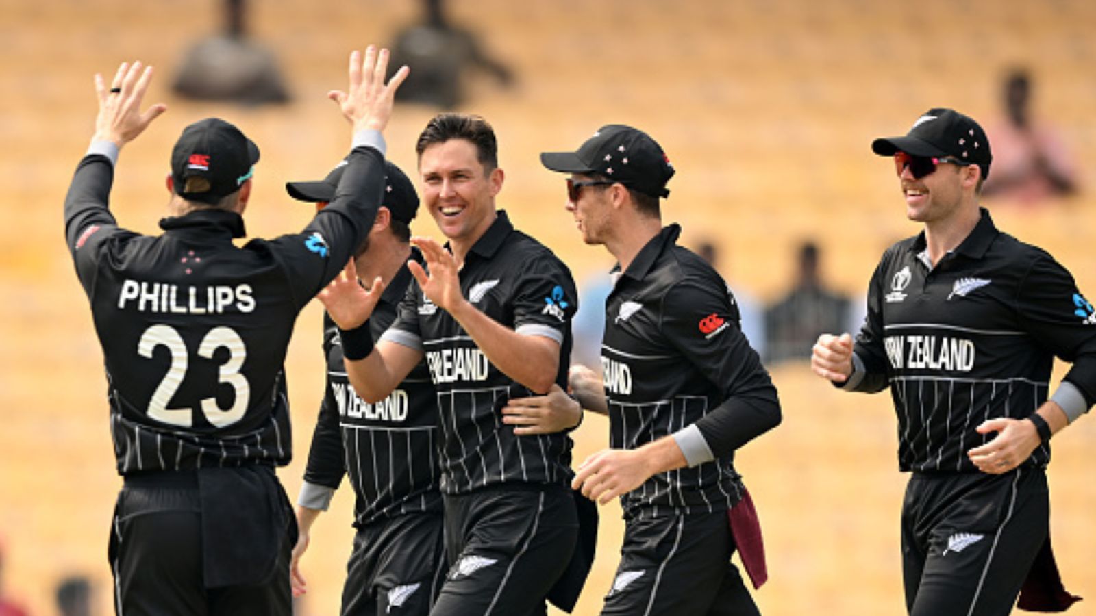 ODI World Cup: Trent Boult scripts history, becomes fastest New Zealand bowler to clock 200 ODI wickets Trent Boult of New Zealand celebrates the wicket of Litton Das of Bangladesh during the ICC Men's Cricket World Cup India 2023 between New Zealand and Bangladesh at MA Chidambaram Stadium on October 13, 2023 in Chennai, India.