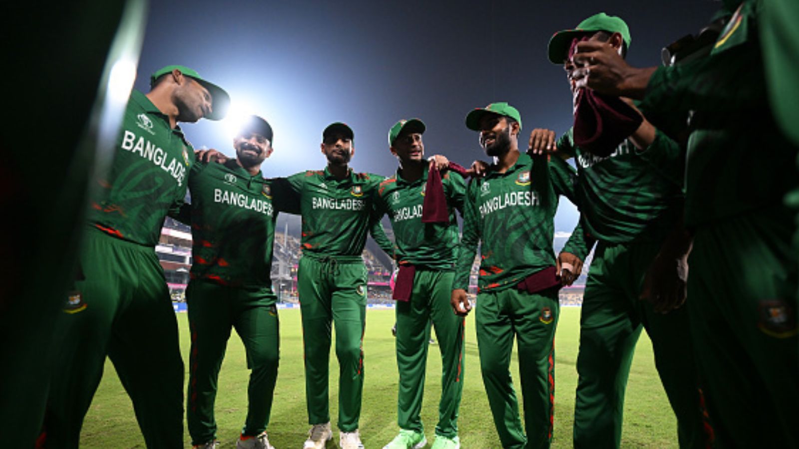 Major injury scare for Bangladesh, Shakib-Al-Hasan goes for scans after jolt against New Zealand Shakib Al Hasan of Bangladesh (C) looks on from the huddleduring the ICC Men's Cricket World Cup India 2023 between New Zealand and Bangladesh at MA Chidambaram Stadium on October 13, 2023 in Chennai, India.