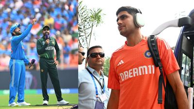 Watch: Narendra Modi stadium erupts in rapturous volume as Rohit Sharma announces Shubman Gill's name in Playing XI; see video here (From L-R) India and Pakistan skipper Rohit Sharma and Babar Azam; India opener Shubman Gill