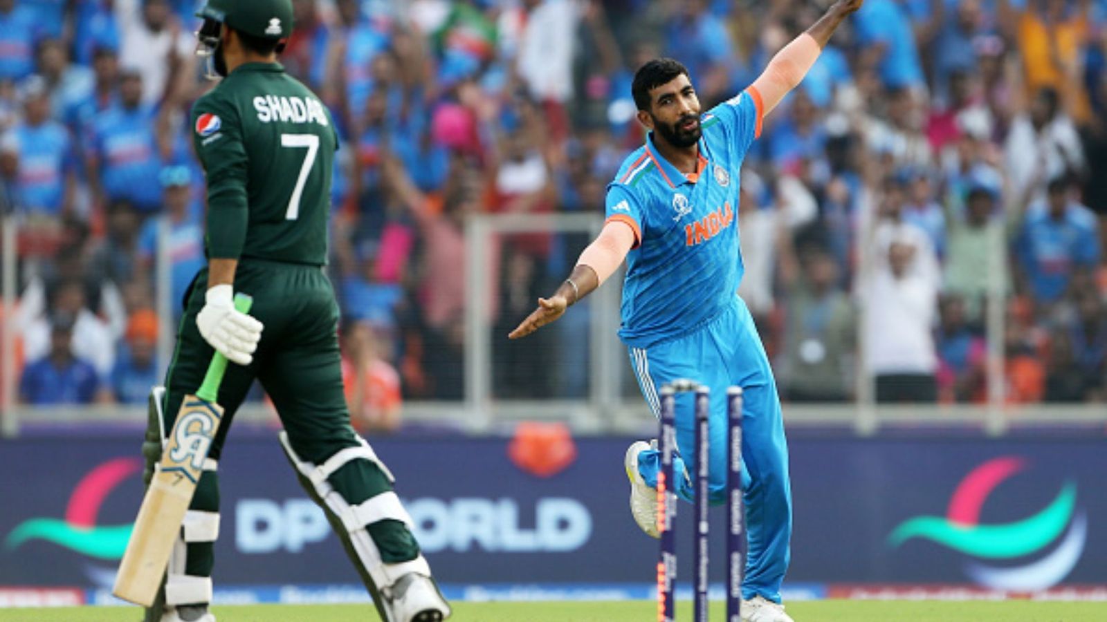 IND vs PAK: 'History repeats itself' — Fans troll Pakistan, recall 2019 ODI World Cup collapse as India rattle their batting order India bowler Jasprit Bumrah celebrating a wicket against Pakistan.