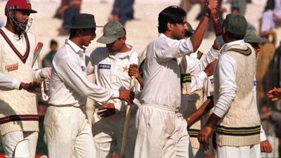 When Pakistani bowler ran riot on batting giants with hat-trick hurricane to eke out victory from jaws of defeat Pakistan's Wasim Akram (centre) after taking a hat-trick against West Indies in 1989 in this file photo