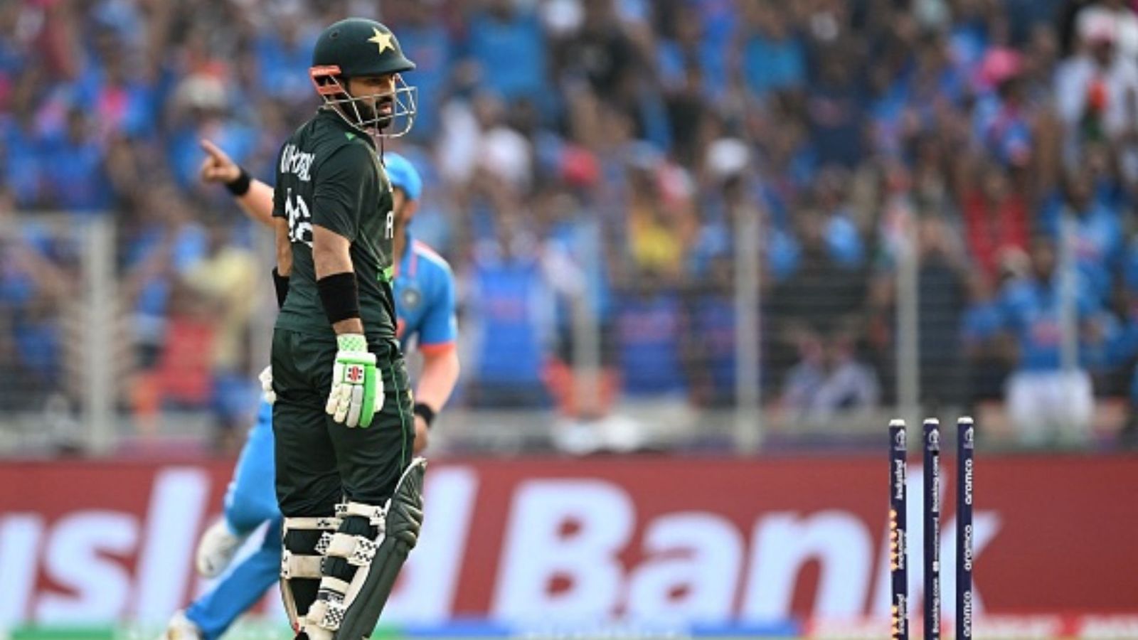 'Almighty never supports cruelty': Danish Kaneria slams Rizwan for Gaza statement after Pakistan loss to India Pakistan's Mohammad Rizwan reacts after he was bowled.